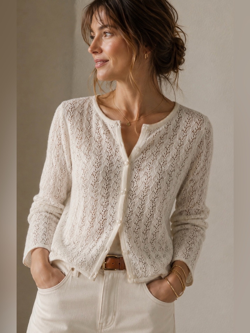 VTG delicate knit Lace Women's cardigan - Picture 1 of 9